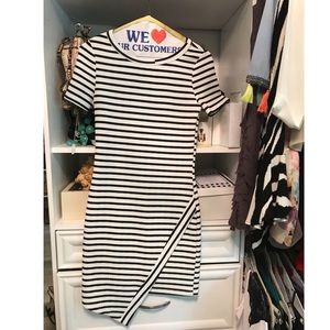 Stripped bandage High Low dress